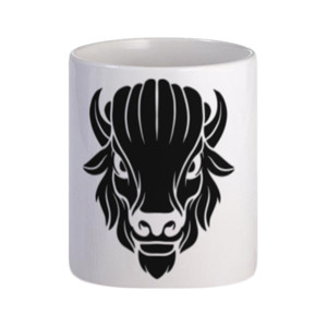 Mug kepala bison marah putih