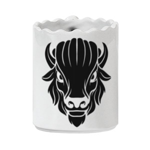 Mug kepala bison marah putih