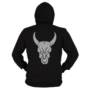 Hoodie Zipper Banteng tato yang digambar tangan putih