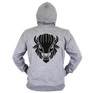 Hoodie Zipper kepala bison marah hitam