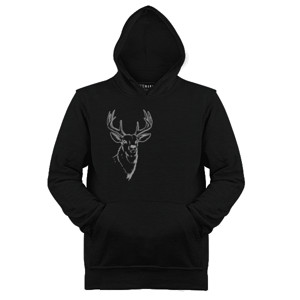 Jaket Hoodie Ilustrasi kepala rusa putih