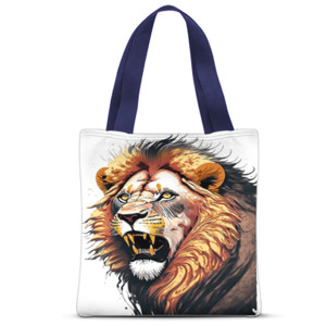 Tas Tote Fullprint Lion face - Singa alam liar 14