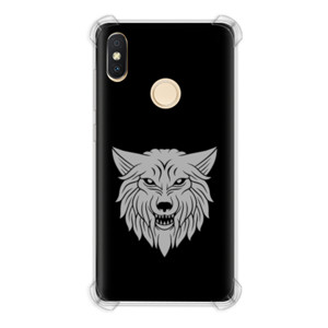 Casing HP ilustrasi kepala serigala hitam